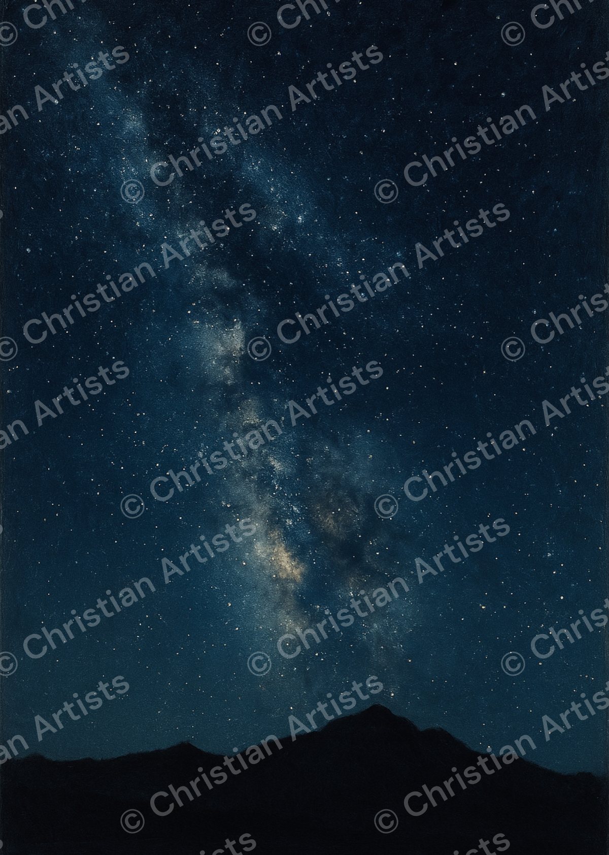 A vast night sky with the milky way arching over a silhouetted mountain ridge — inspired by Psalm 19:1